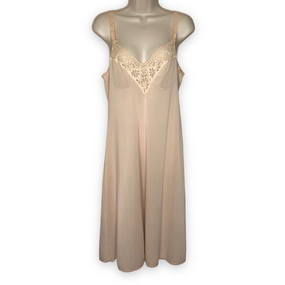 Vintage Vassarette Underneath It All 1970s Full Slip Lace Nude Womens 36 Long - Picture 1 of 14